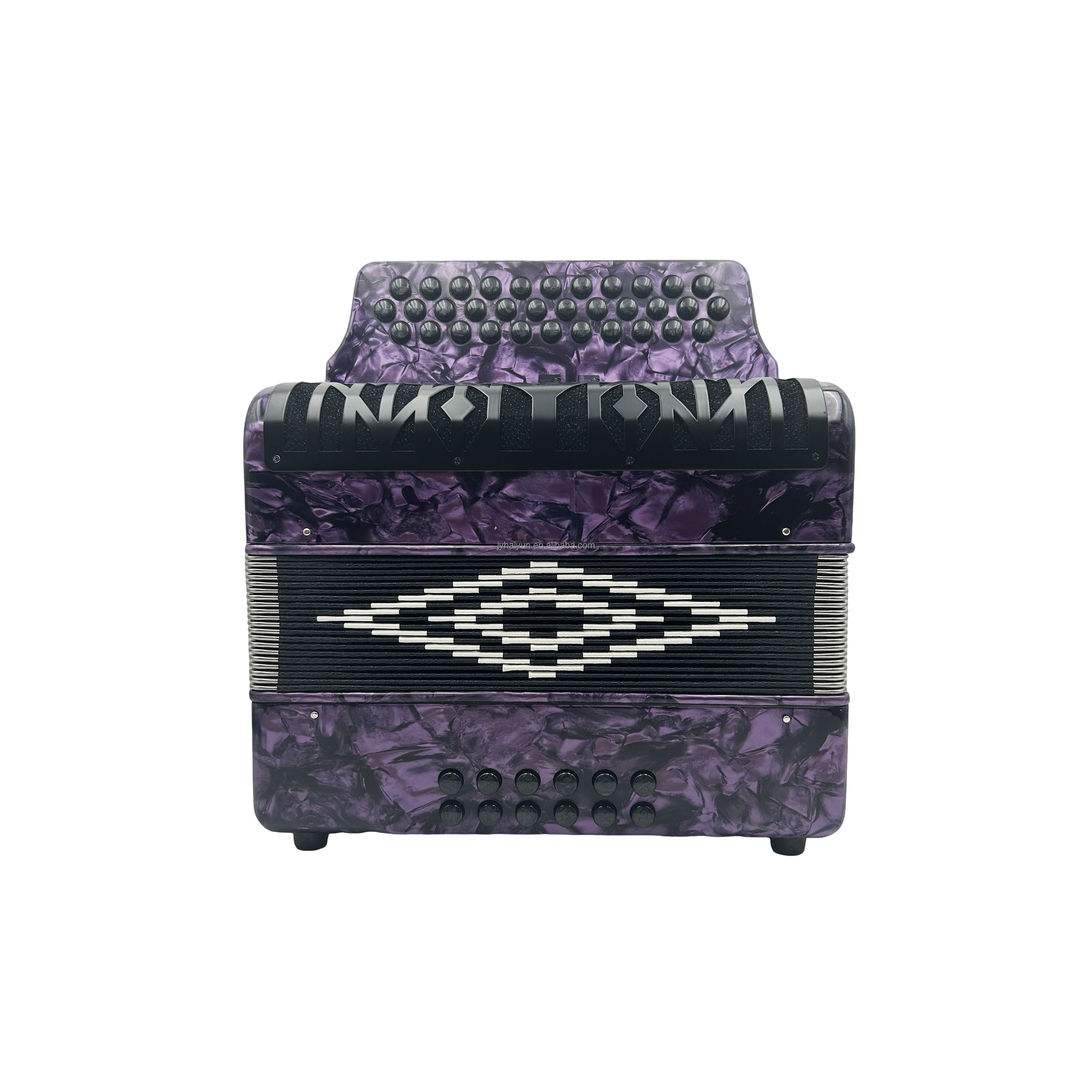 High Quality 12-Bass 34-Button 3 Registers Diatonic Accordion in Purple Celluloid Compact Style Wood JB3412A