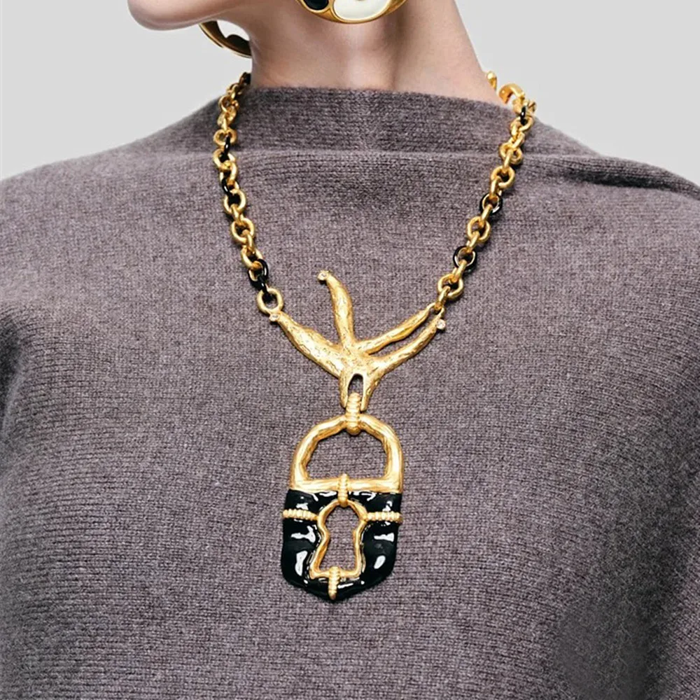 1PC Metall Legierung Taube Schloss Anhänger Halskette Für Frauen Schmuck Mode Pullover Kette Halskette Zubehör – Detail 2