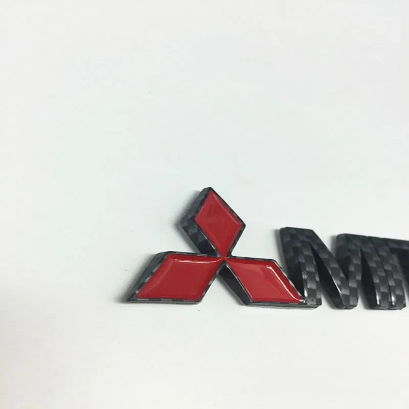 Carbon Fiber Car Emblem Badge Sticker Rear Trunk Decals For Mitsubishi Logo ASX Lancer Cordia Pajero Outlander Eclipse L200 EVO