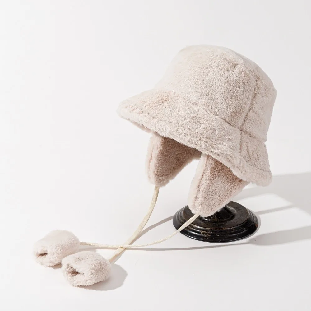 Ushanka بلون أفخم بنما قبعة مكافحة البرد يندبروف الشتاء صياد قبعة قابل للتعديل دفئا أفخم غطاء دلو يوميا