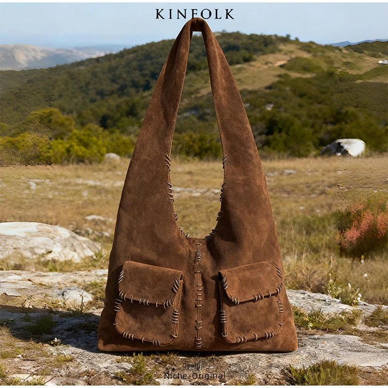 

Сумка-тоут с металлическим кольцом, большая вместительная сумка на плечо из искусственной замши, женская роскошная дизайнерская сумка с несколькими карманами, сумка для подмышек