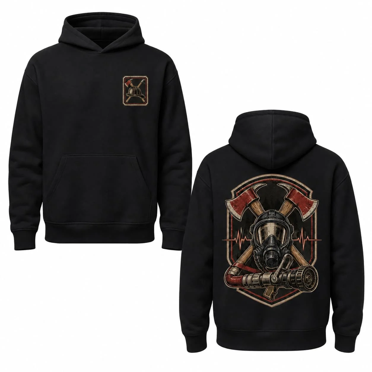 Autumn Winter Casual Firefighter Axe Helmet Print Men hooded sweatshirt Women Boys coat Top Parent Child Kid 's Cotton Hoodie