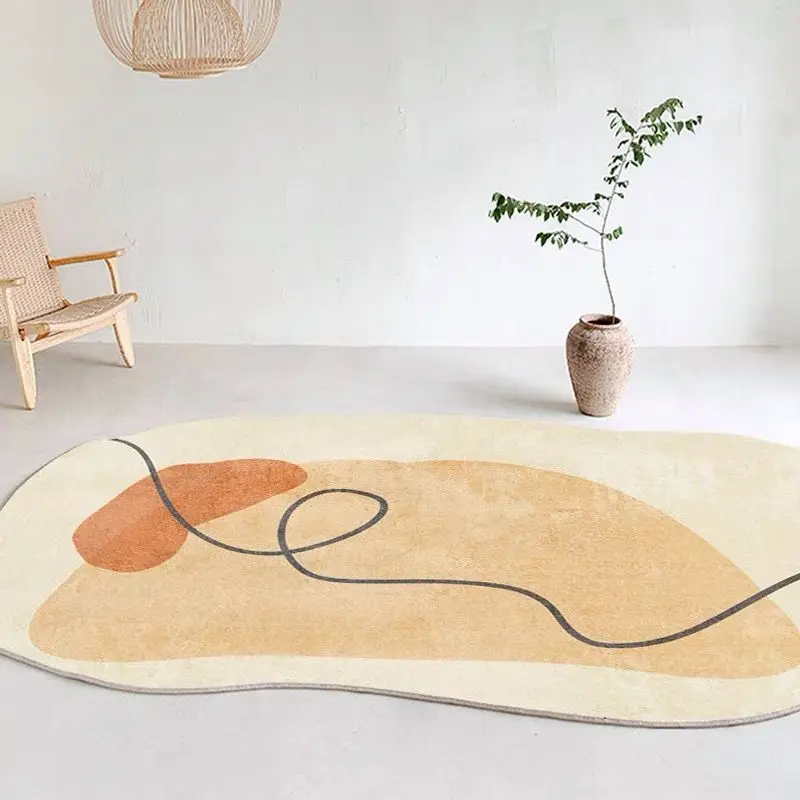 Alfombra moderna minimalista Irregular para decoración de sala de estar, tapete de área grande, antideslizante, lavable, para dormitorio y mesita de