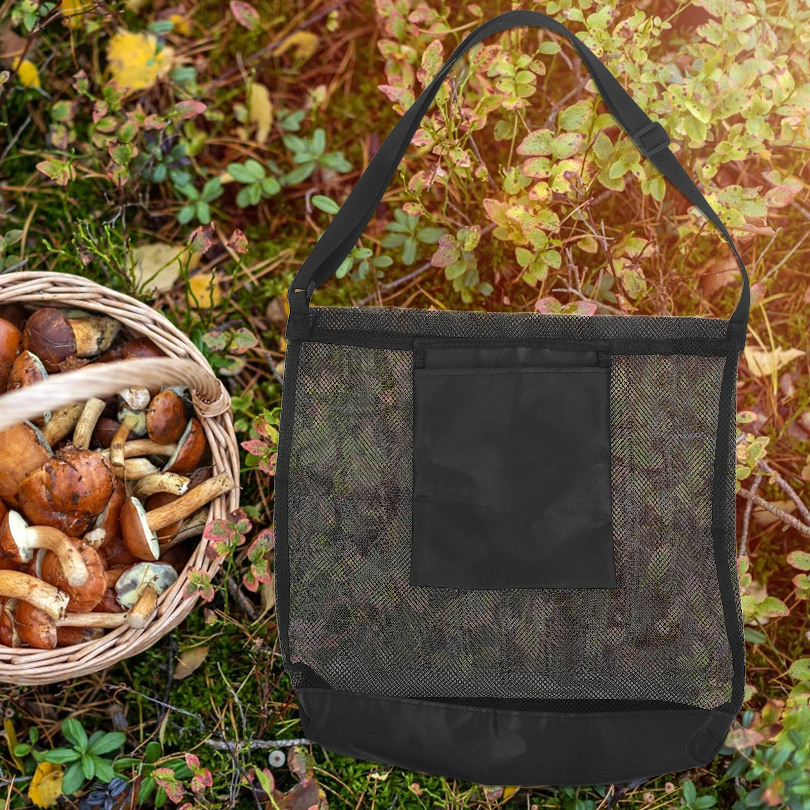 

2pcs Mushroom Foraging Bag Nylon Mesh Fruit Picking Harvesting Pouch Lightweight Foldable For Camping Hiking Gardening Outdoor