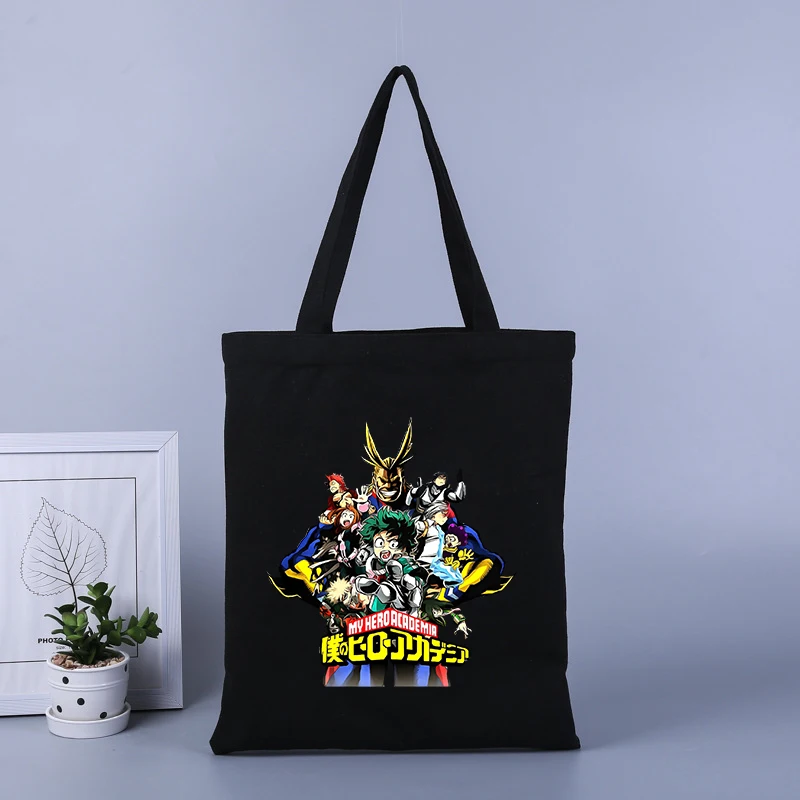 My Hero Academia borsa per la spesa in tela con stampa anime borsa a mano di grande capacità borsa da scuola per studenti