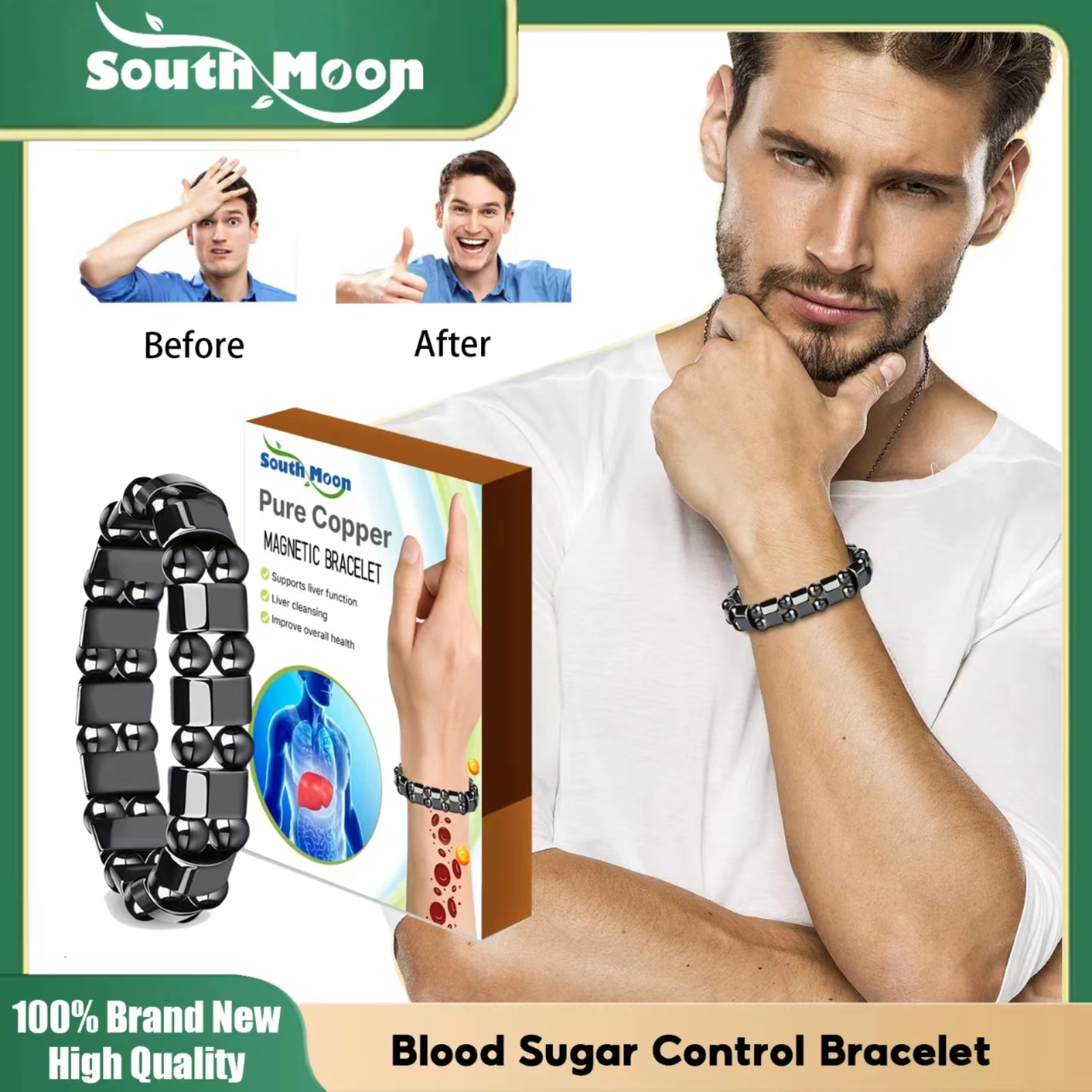 Blood Sugar Control Bracelet Relieve Body Fatigue Balance Blood Glucose Reduce High Blood Pressure Liver Cleansing Health Care