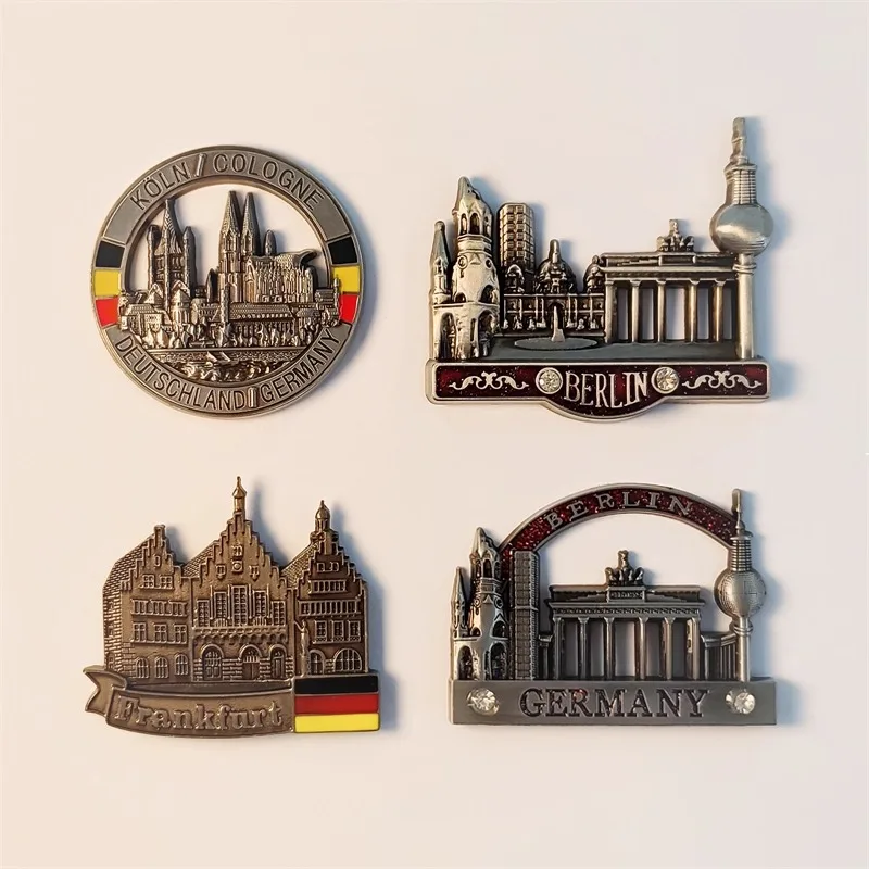 Imanes de nevera de Alemania, adorno de Colonia Berlín Frankfurt, imanes de Metal para refrigerador, colección de pegatinas, regalo, decoración del hogar