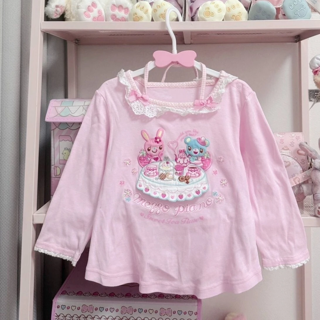 Japońska kobieta Kawaii Y2k Harajuku T-shirty Śliczna odzież damska Patchwork Kawaii Sweet Cartoon Print Stripe Y2k Clothes Top