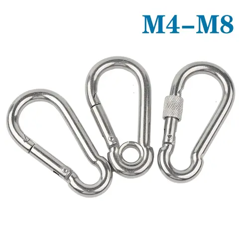 1-5Pcs M4 M5 M6 M7 M8 304 스테인레스 스틸 스프링 스냅 카라비너 빠른 링크 잠금 링 후크 스냅 걸쇠 체인 패스너 후크
