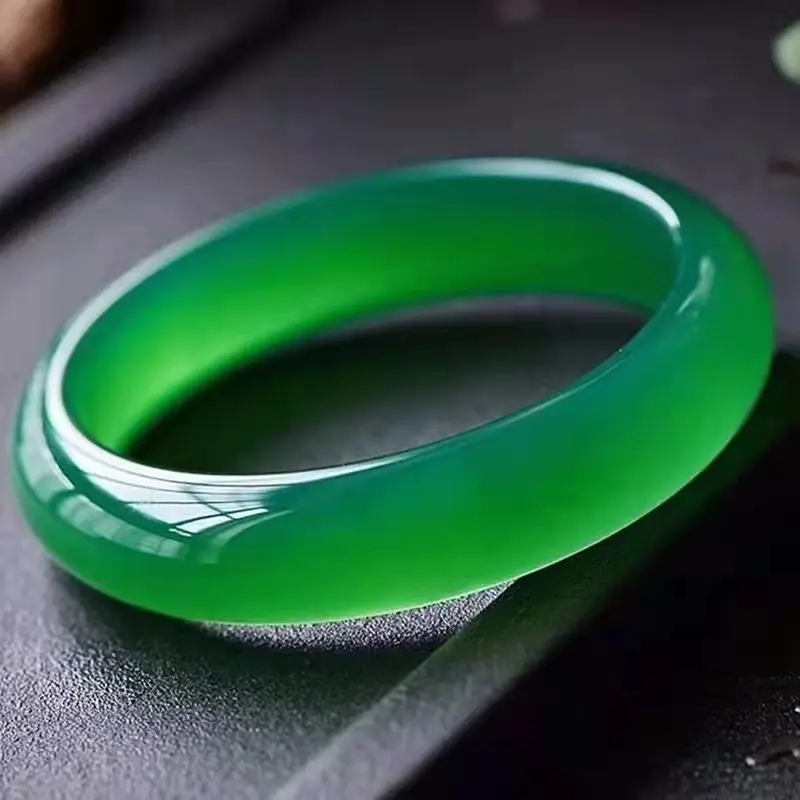 

Браслет из зеленого агата с высоким ледяным зеленым агатом, браслет из зеленого халцедона и нефрита, браслеты для женщин, ледяной полный зеленый темперамент, молодые украшения