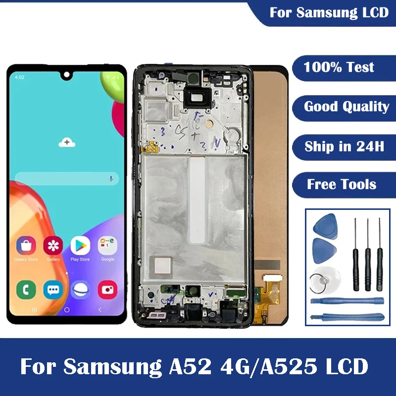 100% Tested For Samsung Galaxy A52 4G LCD Display With Touch Screen Digitizer Assembly For Samsung SM-A525F A525F/DS LCD