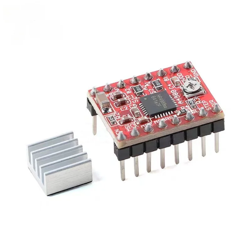 A4988 Stepper Motor Driver Module Driver Board Red/Green Board 3D Printer Accessories with Heat Sink