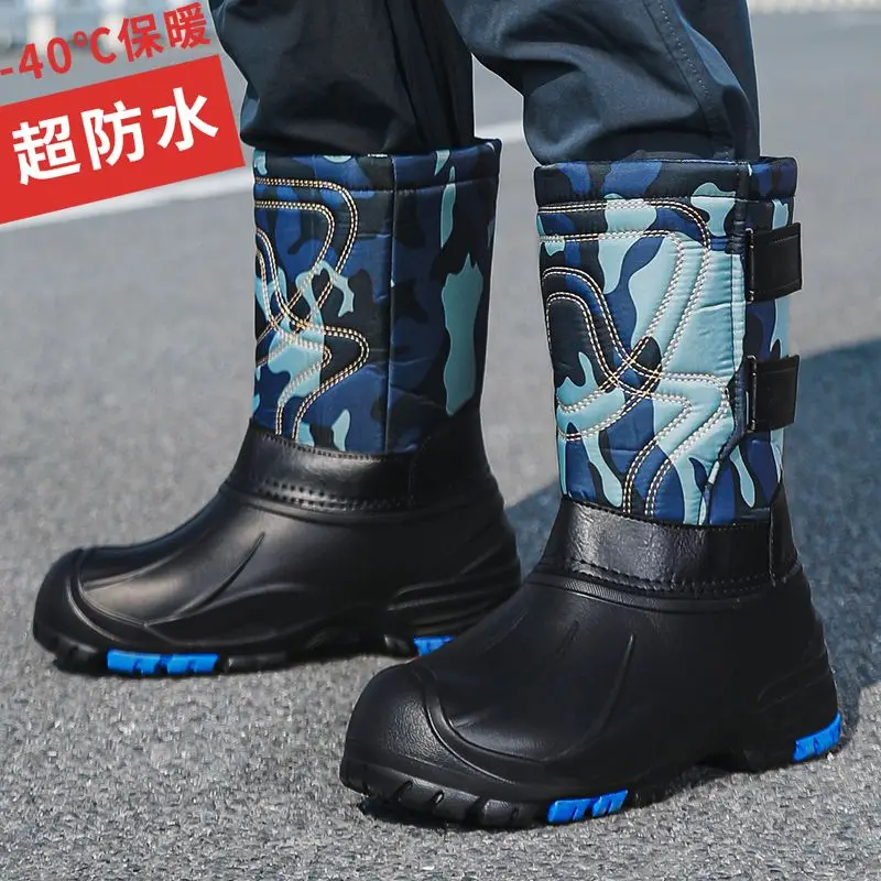 

Winter Motorcycle Riding Boots Thick and Warm Cotton Shoes for Snow Waterproof Anti Slip High Top Chemical Boots Hiking Boots