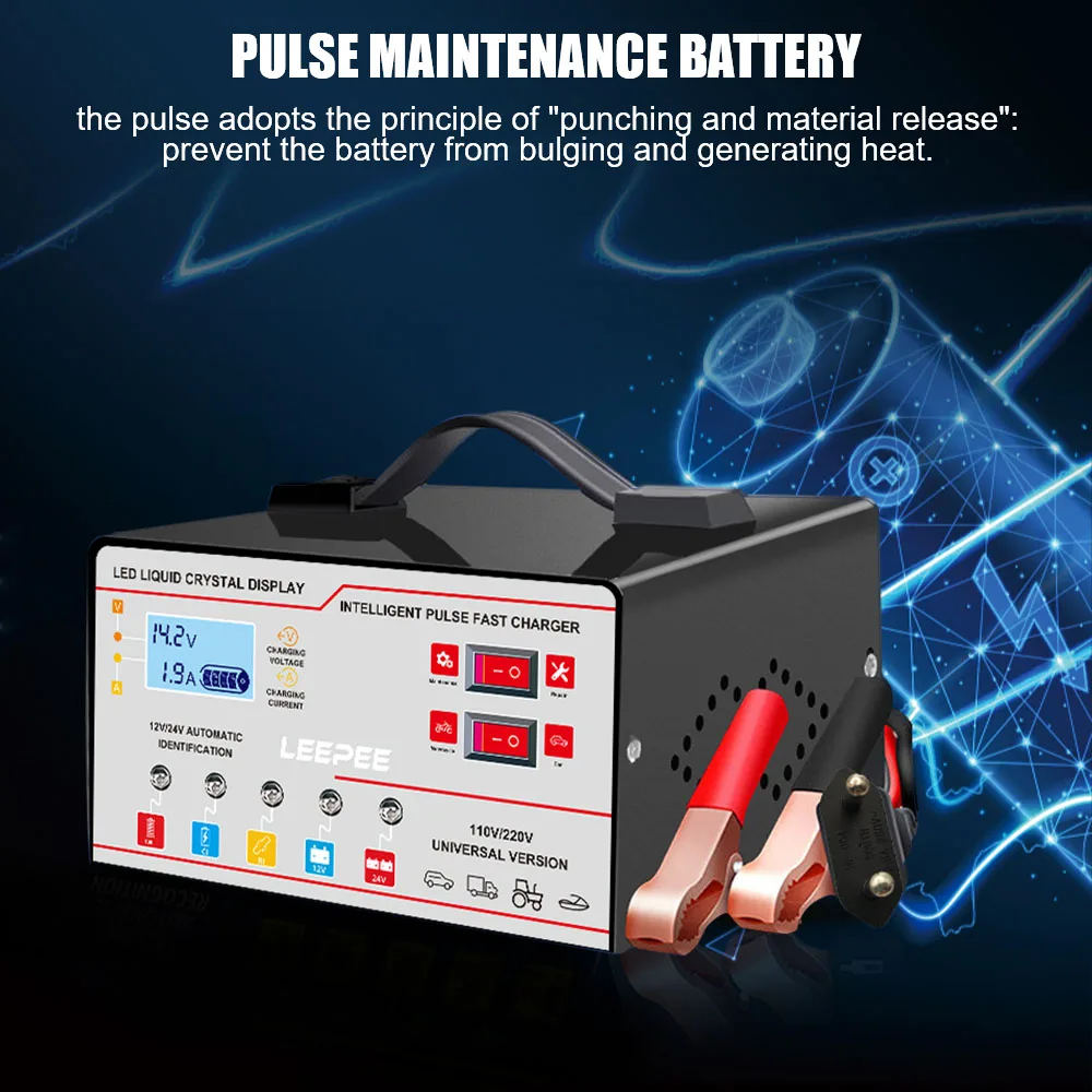 سيارة RV شاحنة مقطورة شاحن بطارية ذكي إصلاح نبض السيارات متعددة الوظائف 12 فولت 24 فولت الجهد كشف درجة الحرارة الذكية