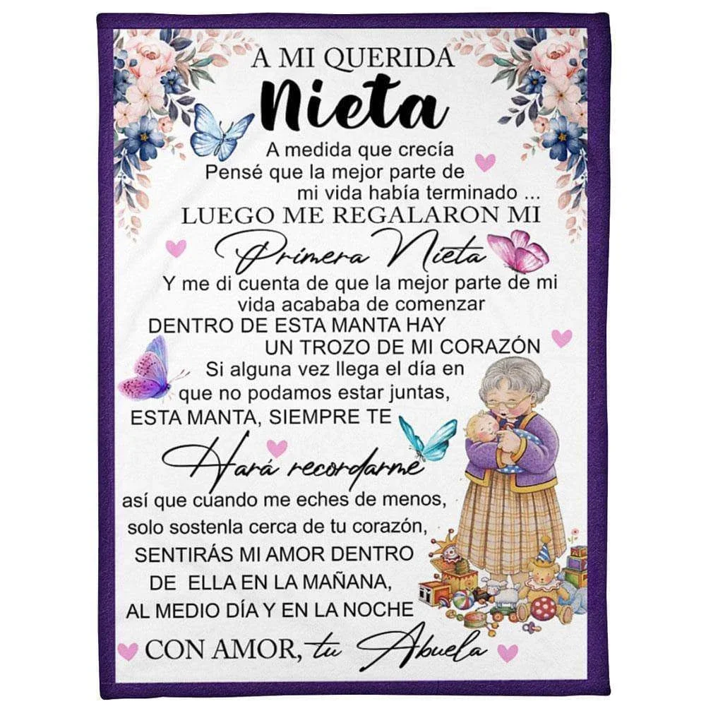

HX To My Granddaughter Flannel Blanket 3D Print Floral Throw Blankets for Beds Plush Quilts Birthday Gifts A Mi Nieta Manta