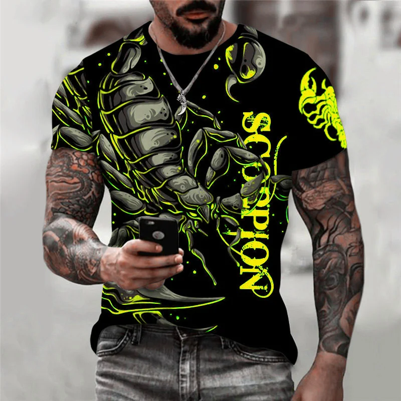 3D Print Scorpion T Shirt For Men Cool Animal Pattern T-Shirts Summer Casual Loose T-Shirts O-Neck Tops Short Sleeves Streetwear