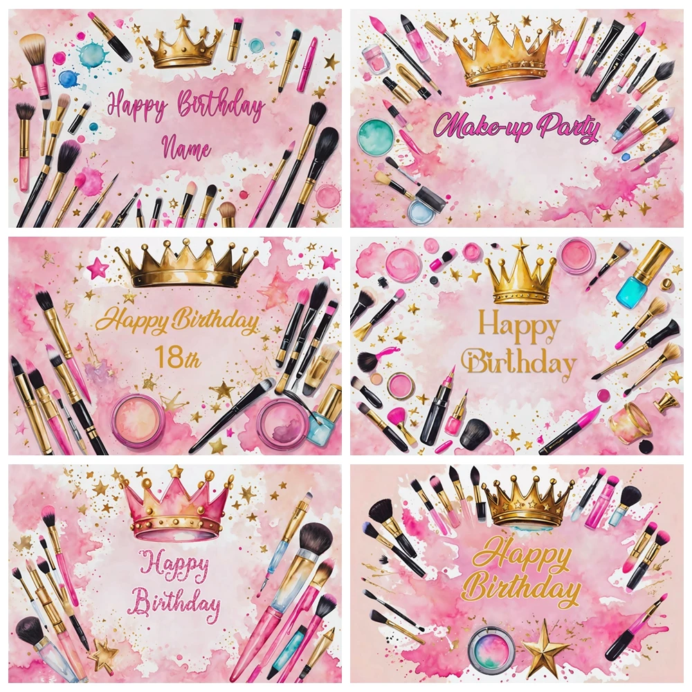 

Crown Background Girls 18 Years Old Decoration Birthday Party Backdrop Customized Women's Pink Banner Decoration Photography Pro