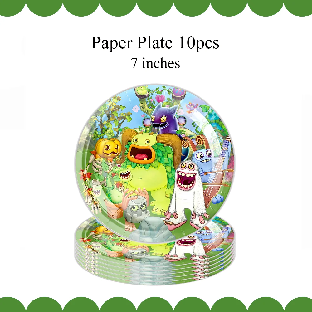 My Singing Monsters Party Paper Cup Plate Balloons Tablecloth for Kid Birthday Music Game Party Decor Baby Shower Supplies