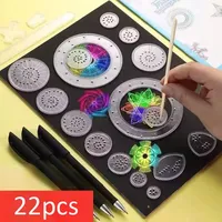 22pcs Roundness Ruler Set Geometric Ruler Mathematical Roulette Drawing Tools Learning Painting Puzzle Toys Art Tool