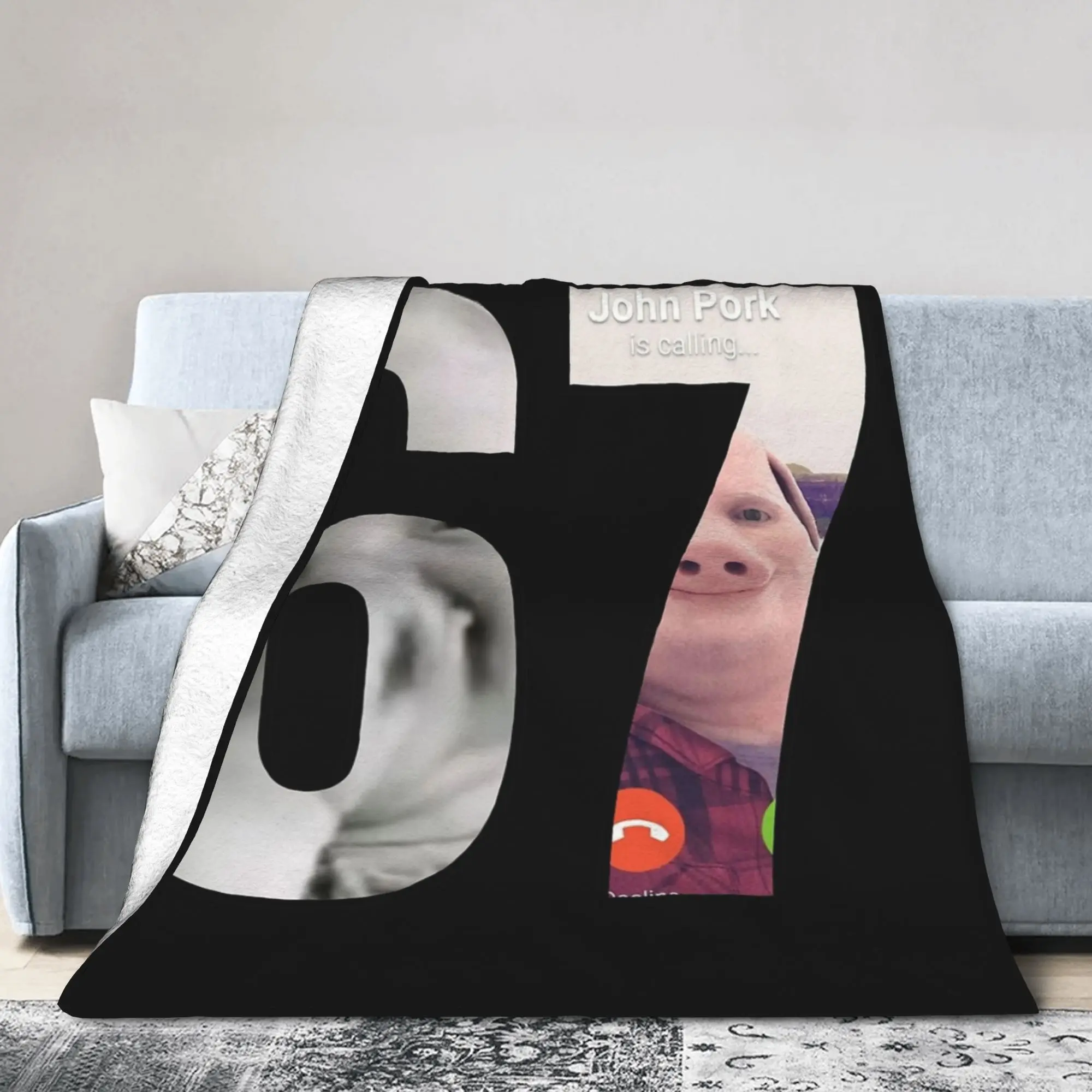 

Six Seven John Pork Blankets Velvet Print Multifunction Super Soft Throw Blanket for Sofa Office Rug Piece