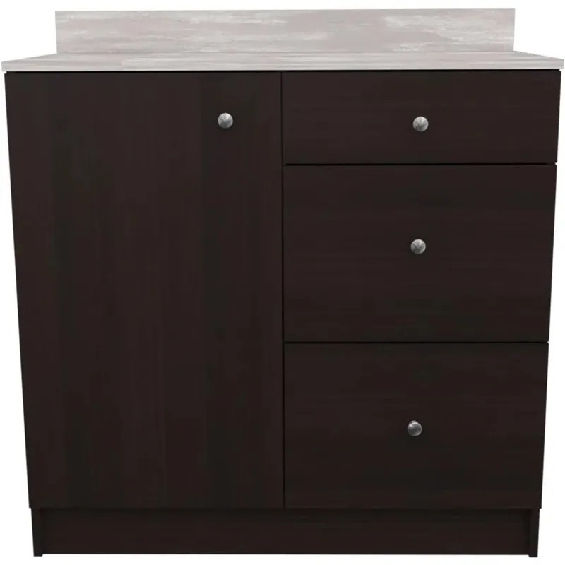 Ambrossia 3-Drawer Breakroom Cabinet, Espresso/Stone