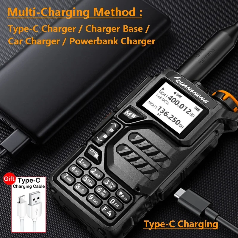 Quansheng Walkie Talkie UV-K5 5 W, pita udara dua arah Radio UHF VHF DTMF FM Scrambler NOAA frekuensi nirkabel Radio Ham salinan