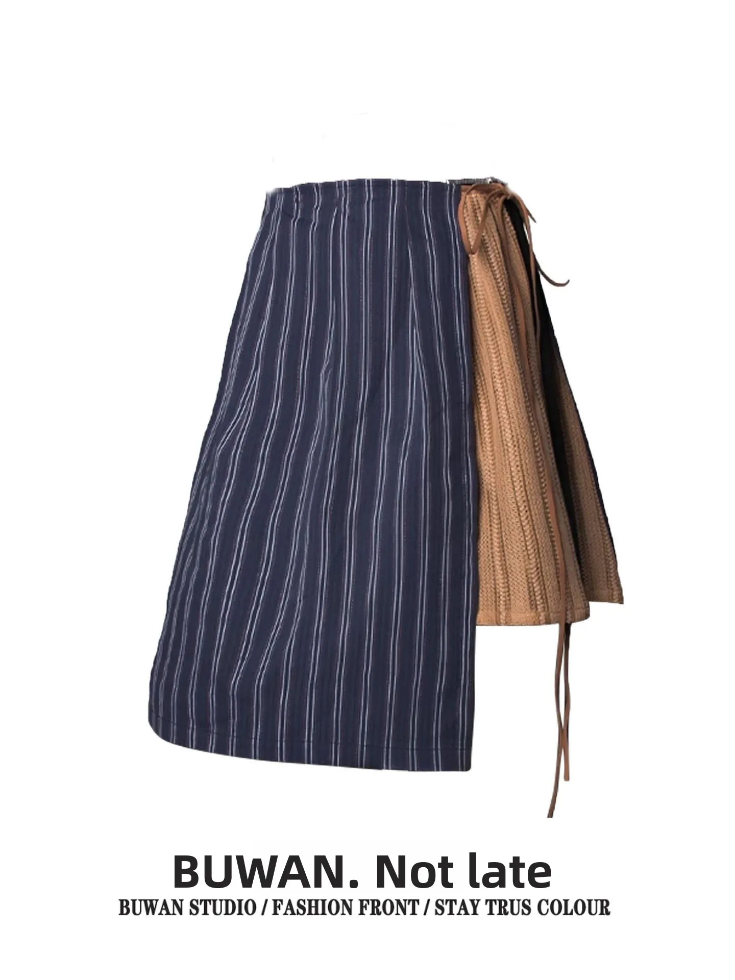 Asymmetrical Color Woven One-Piece Belted Women's Skirt Casual High Waist Irregular Hemline Spring Season Fashion Trend