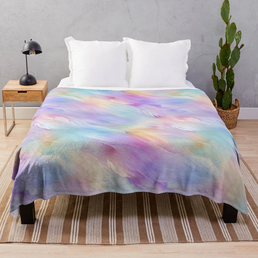 

Iridescent Fluidity Pastel Rainbow Background Throw Blanket Travel Camping Blankets