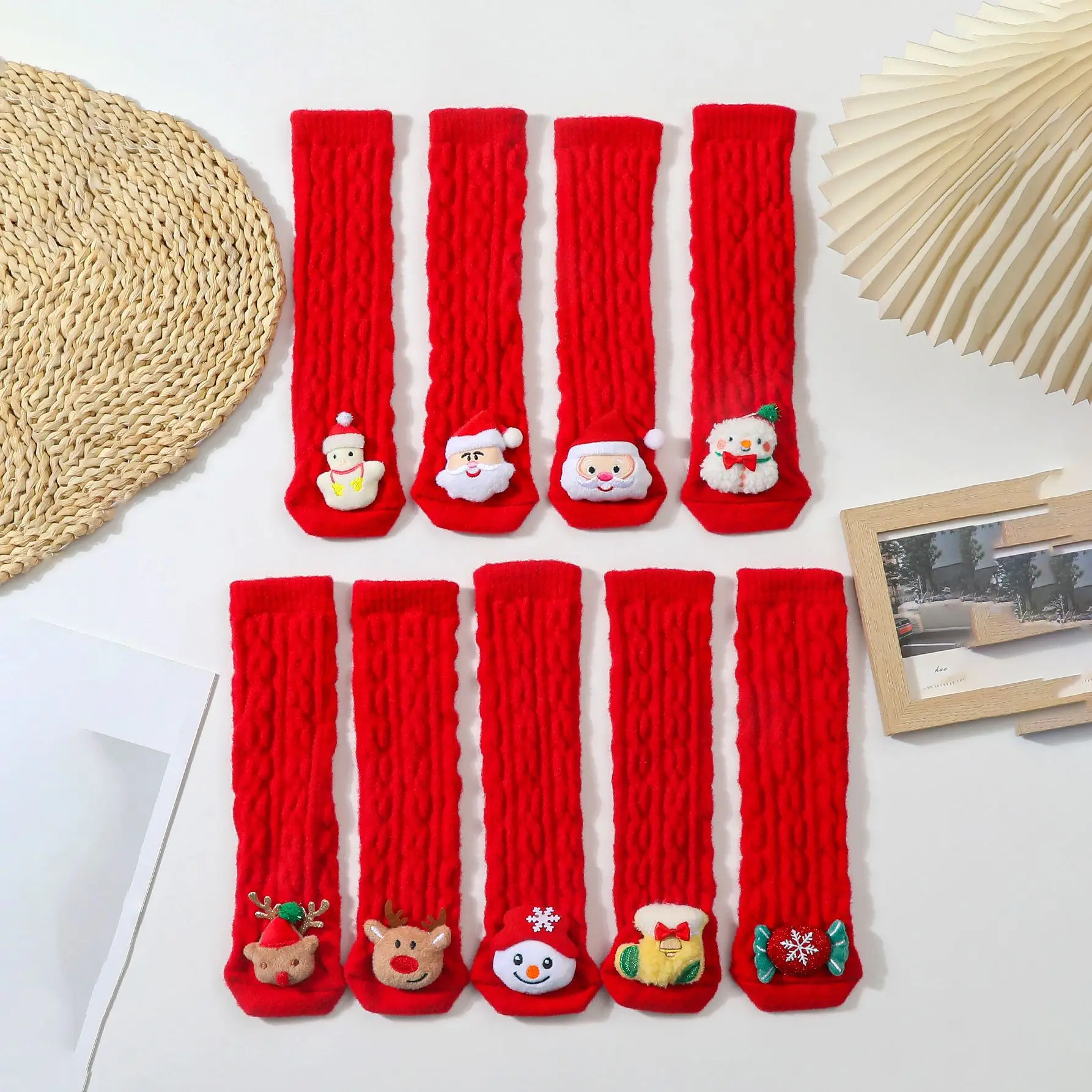 Christmas Baby Socks For Boys Girls Autumn Winter Toddler Knee High Floor Socks Children Red Festive Santa Claus Sock 0-3 Years