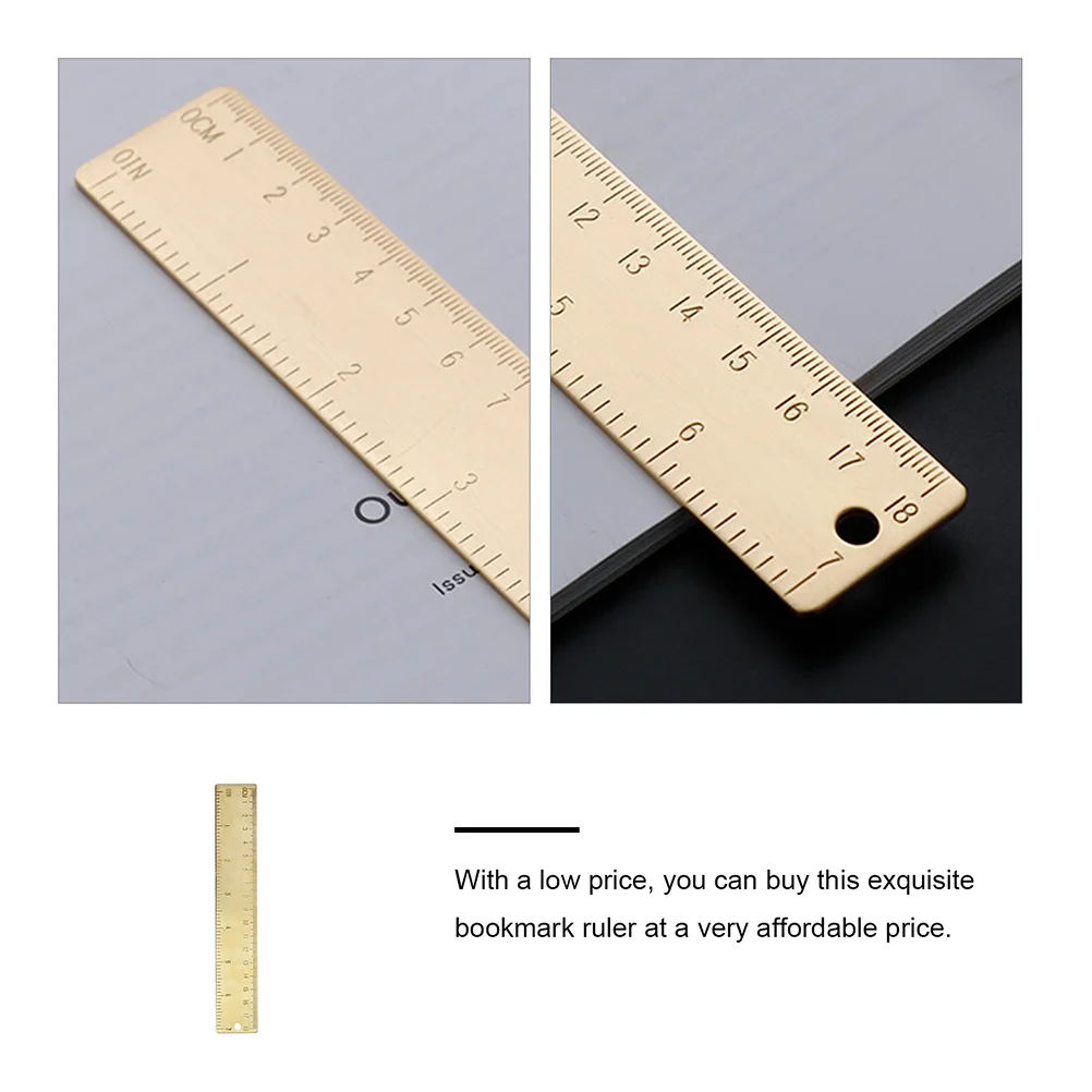 Brass Ruler s Premium Thin Light Bookmark Measuring Tool Double Scale Straight Drafting Ruler Safe Practical Affordable