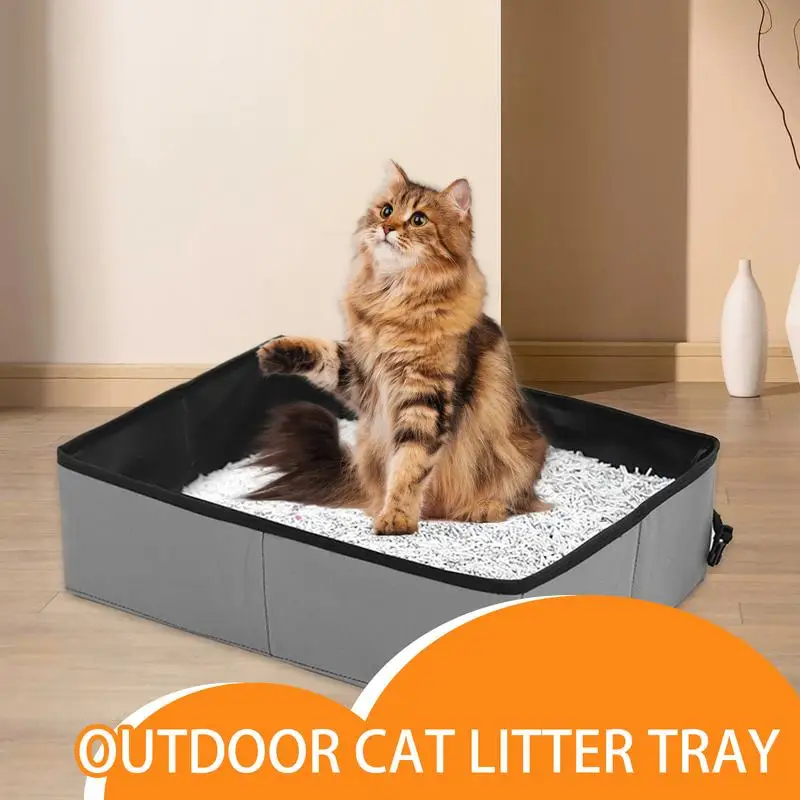 Foldable Cat Litter Box Leak-Proof Portable Litter Box Compact Leakproof Cat Toilet For Travel In Car Camping Easy Car Ride Road
