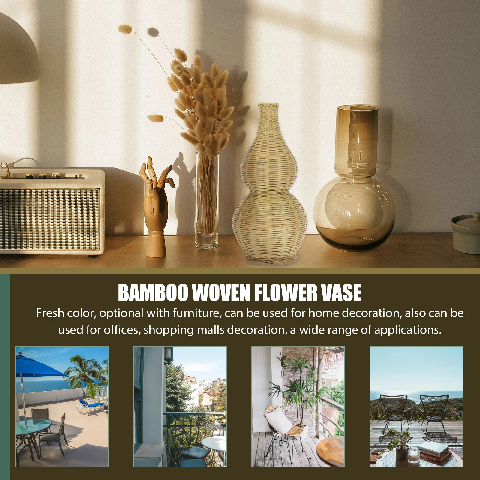 

1Pcs Bamboo Flowerpot Exquisite Handmade Decorative Basket for Flower Arrangement Home Office Bamboo Flowerpot