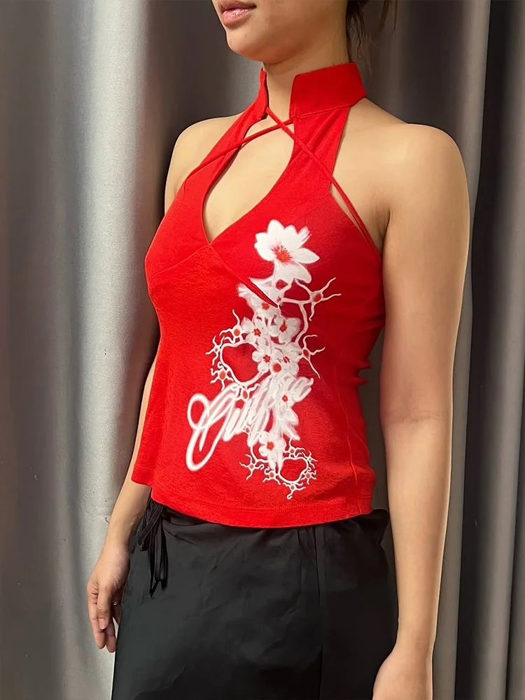 ชุดเซ็ตเสื้อเปิดไหล่พิมพ์ลายสไตล์จีนสุดชิค พร้อมกระโปรงทรงเข้ารูป แฟชั่นลำลองสำหรับสาวๆ