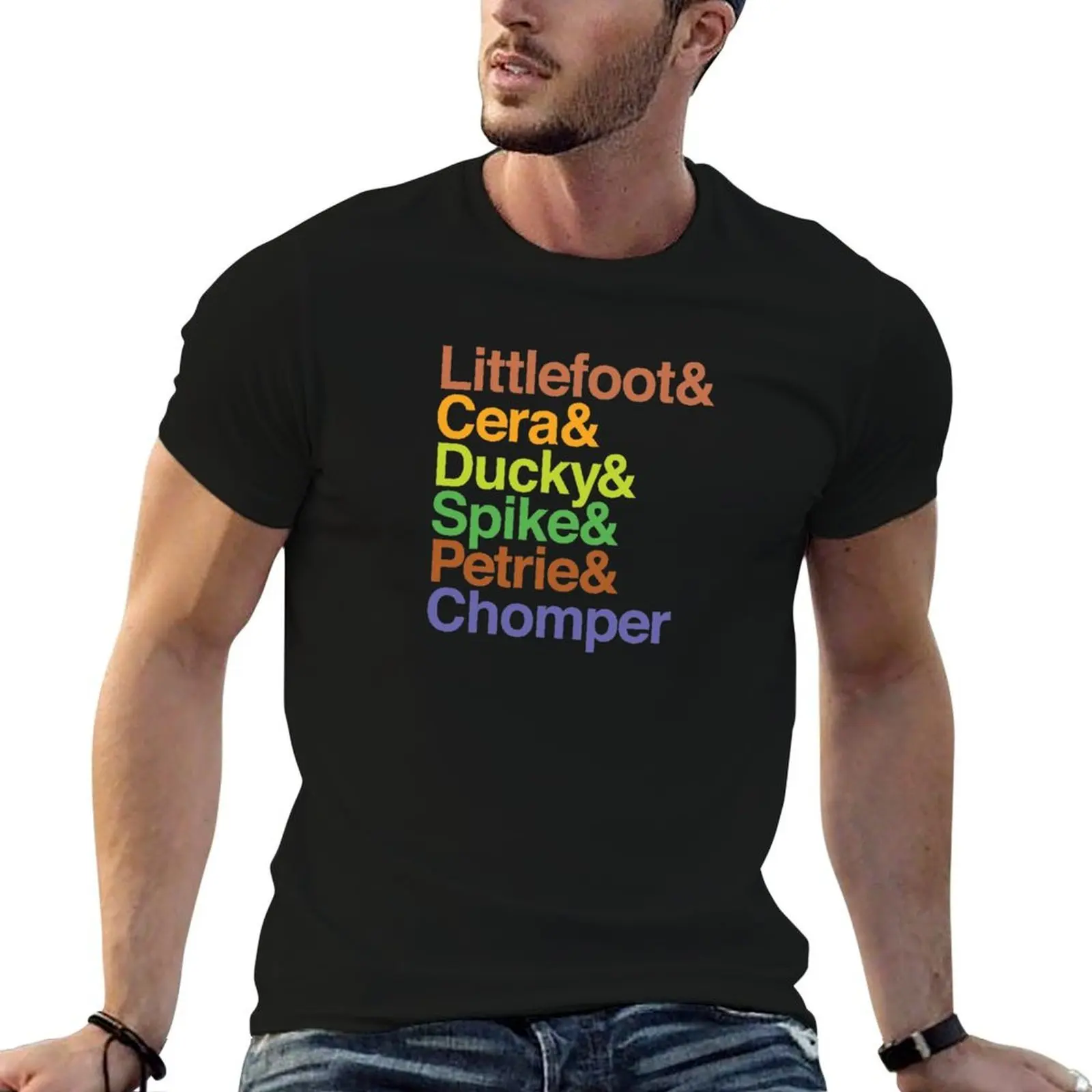 

The Land Before Time (Gang Of Five + Chomper) Helvetica Names T-Shirt t shirt man luxury t shirt custom print T-Shirt