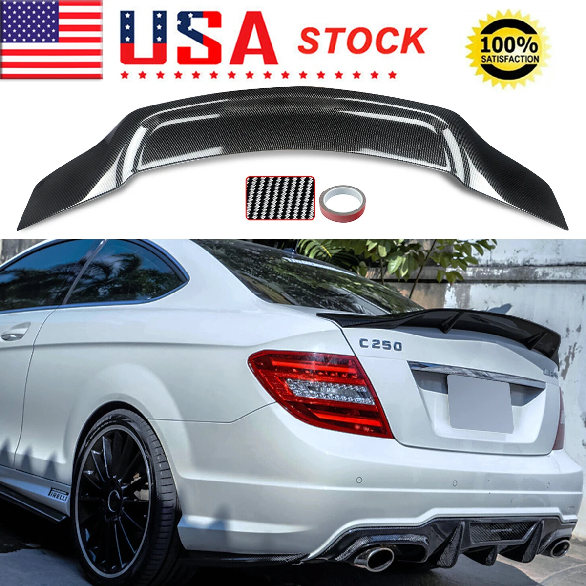 

Rear Tai Wings For 2008-2014 Mercedes Benz W204 C63 RT Rear Trunk Spoiler Wings Carbon Fiber Look Magickit