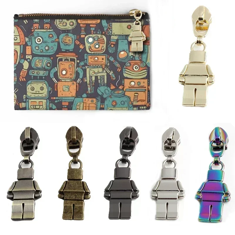 5PCS 56mm 6 colors robot cosmetic bag pull tab slider fashion mechanical clothes pillow mobile phone case minifigure pull tab