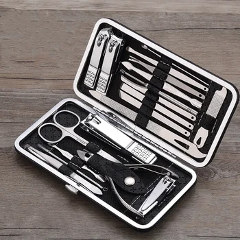 19Pcs Home Nail Clippers Stainless Steel Set Cuticle Manicure Pedicure Nail Scissors Nail Tools Beauty Tools Set