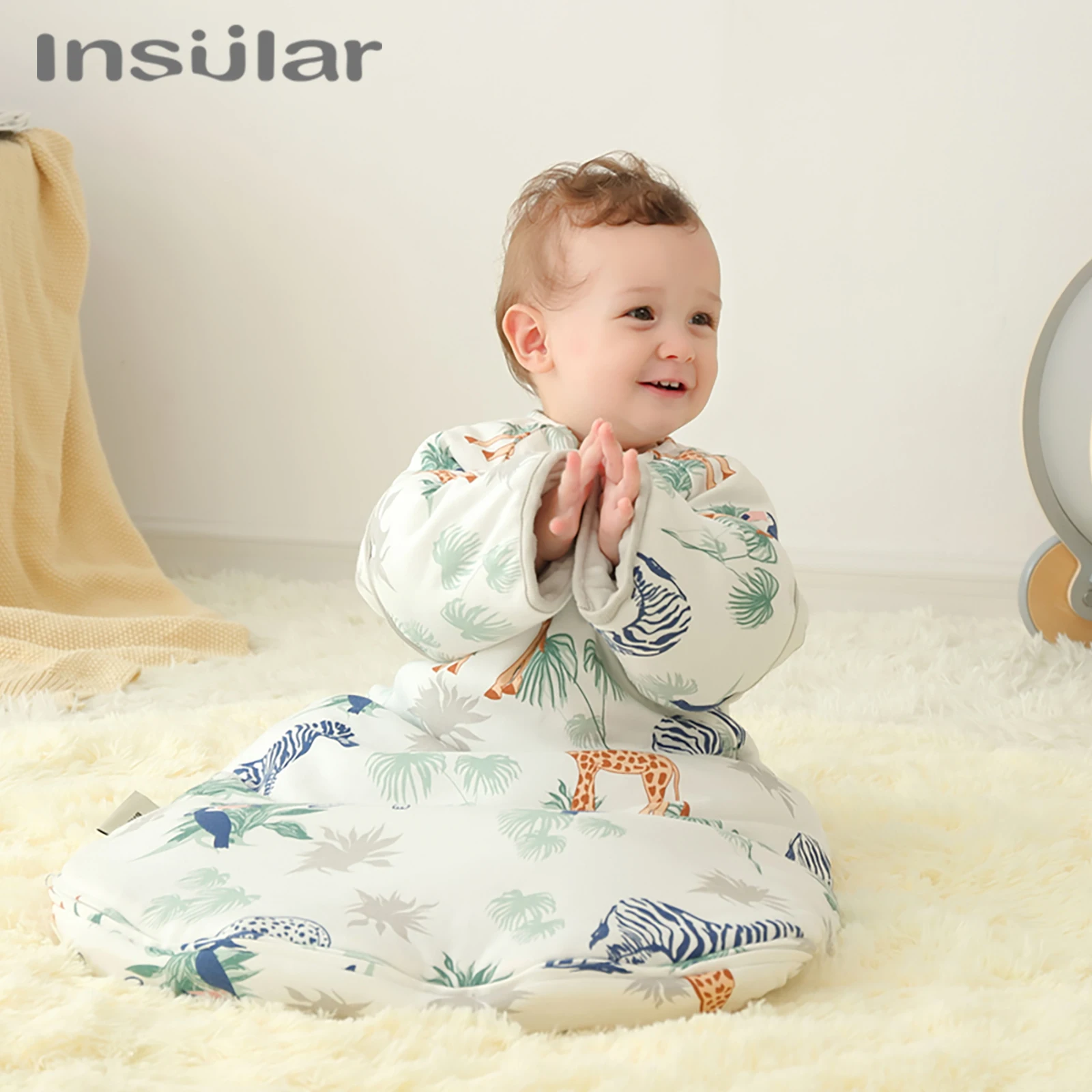 INSULAR Baby Thickened Sleeping Bags Infant Warm Pajamas Kids Cartoon Cotton Sleep Sack Toddler Anti-kick Onesuit Autumn Winter