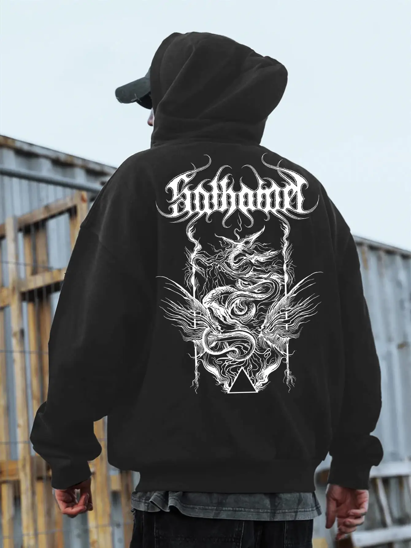 

Европейская и американская мужская новая осенняя готическая толстовка с тотемным принтом букв, мягкая и удобная толстовка с капюшоном, уличный уличный топ