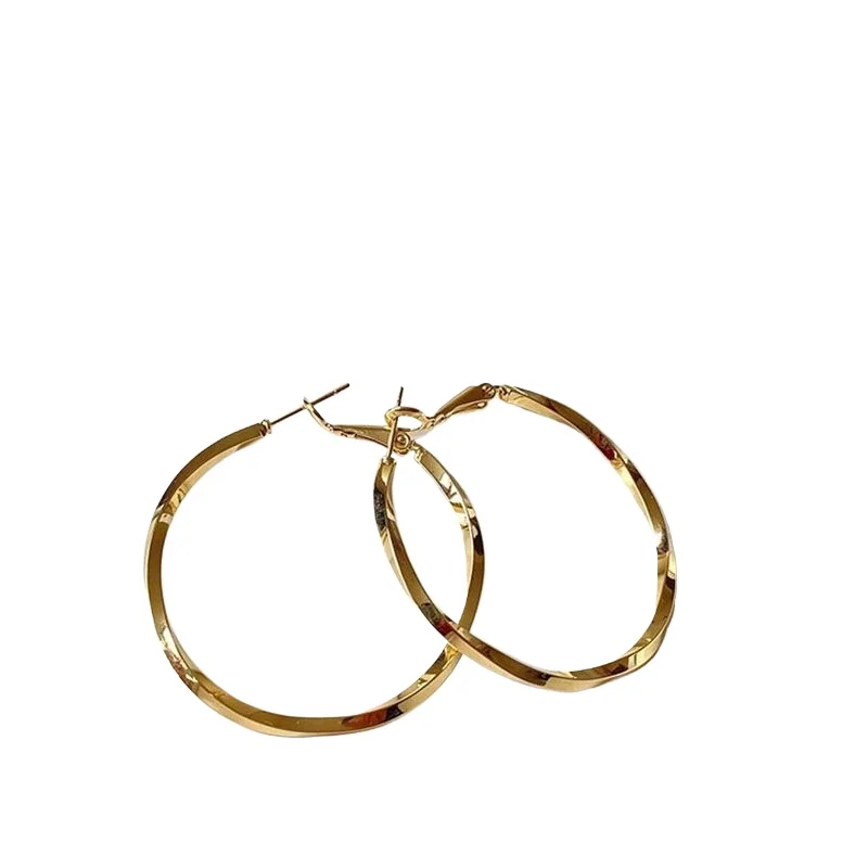 

S925 silver circle earrings, twist design premium versatile earrings