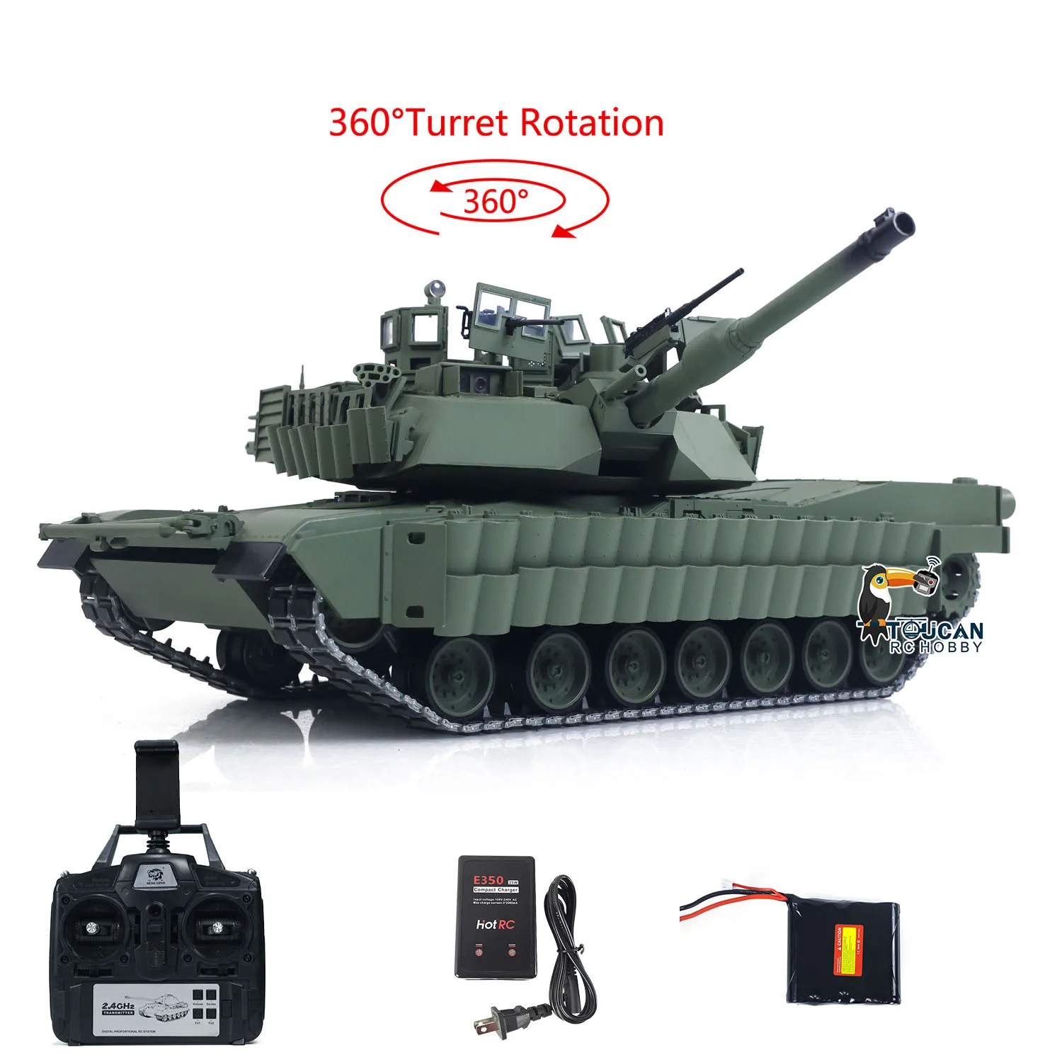 TOUCAN 1/16 réservoir RC en métal M1A2 Abrams IR double courant conduite boîte de vitesses baril recul élévation 360 tourelle Rotation fumée RTR