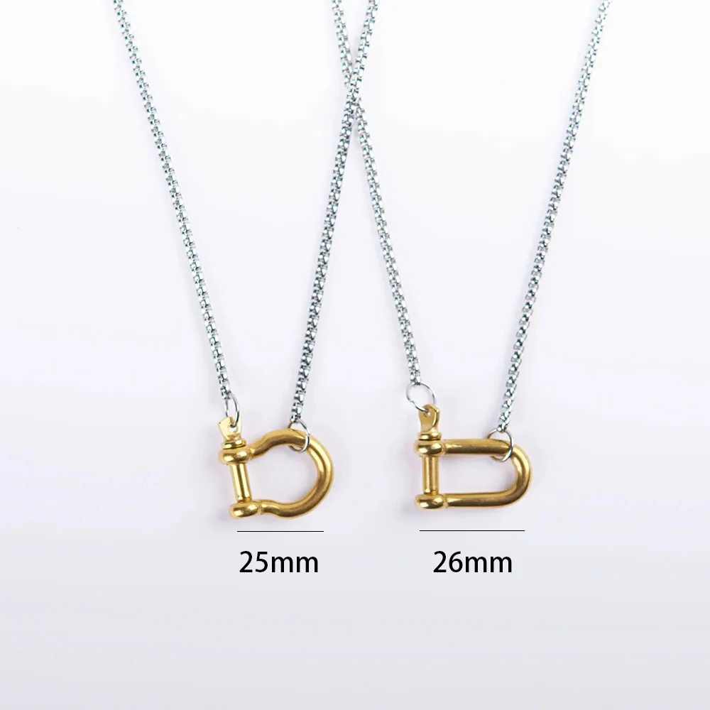 Stainless Steel Horseshoe Box Chain Necklace For Women Gold/Silver Color Color Metal Spiral Clasps Chain Necklaces Choker