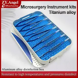 Ophthalmic Microscopic Instruments Scissors+Needle Holder+Tweezers with Surgical Box Titanium Alloy Ophthalmic Surgical Tools