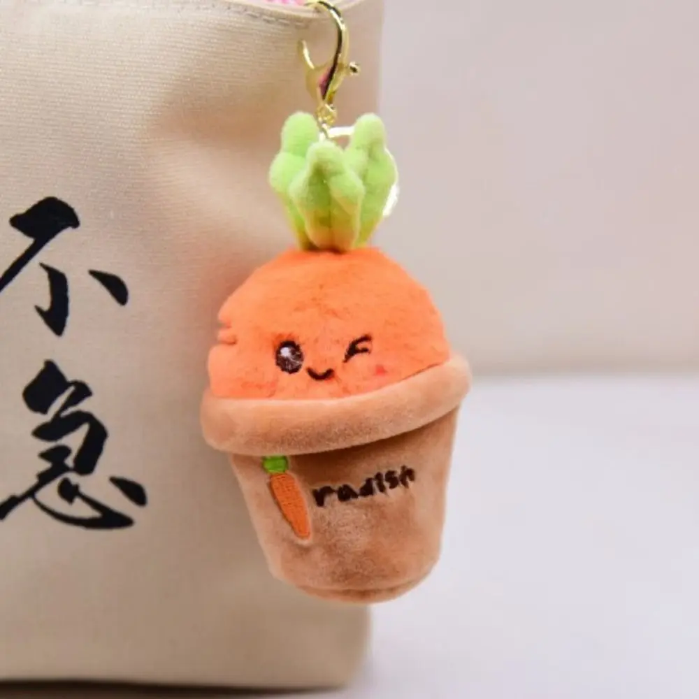 Radish Pendent Potting Girl Gift Car Accessory Korean Style Key Chain Car Key Ring Pulling Out Carrot Key Chain Bag Pendant