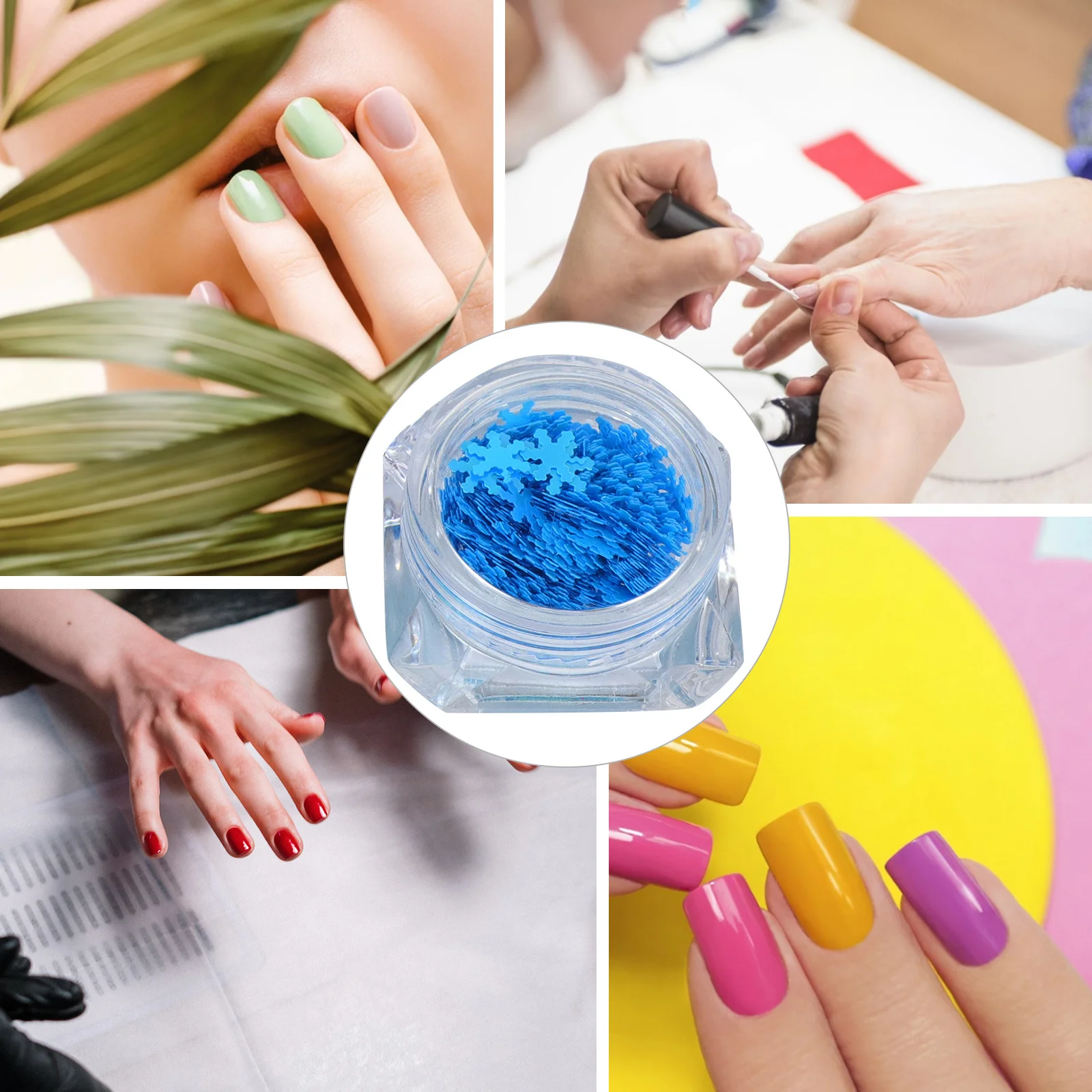 

5 Boxes Nail Art Glitter Snowflake Manicure Paillette Compact Portable Nail Decorations Festival Gift for Women