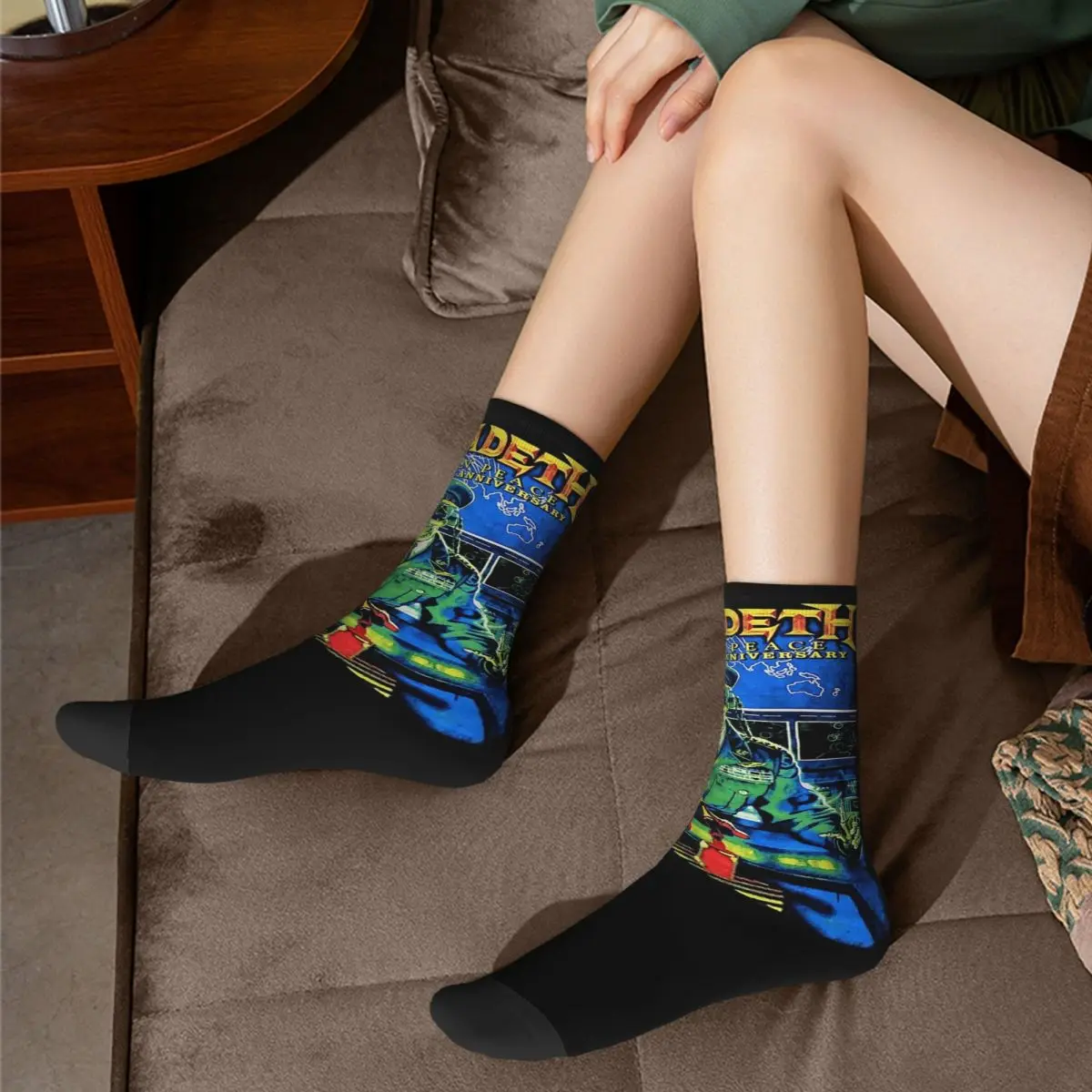 Megadeths Skull Socks Men Women Polyester Funny Happy Metal Music Socks Spring Summer Autumn Winter Middle Tube Socks Gift