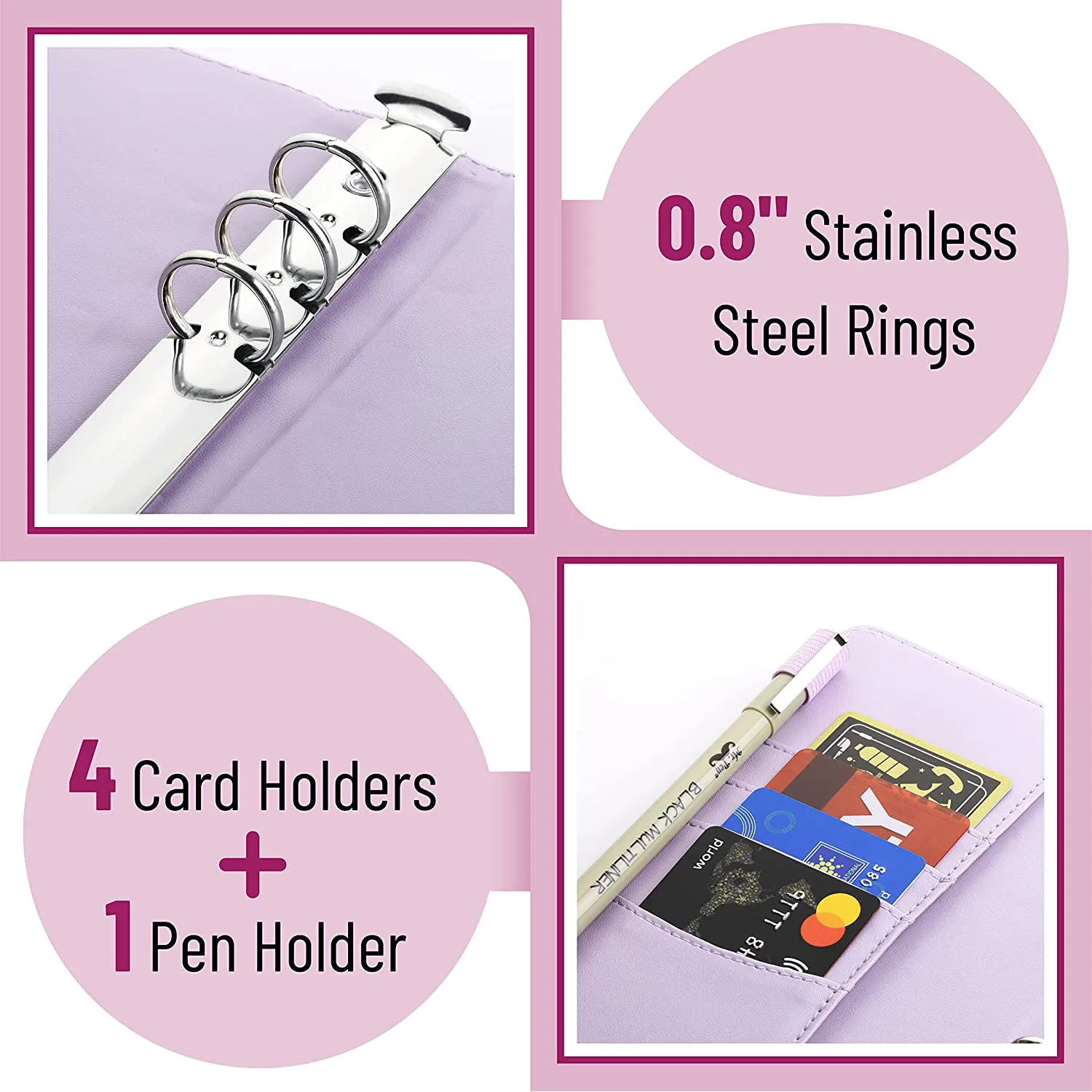 A6 Budget Binder Notebook Cash Envelopes System Set Binder Pockets PU Leather Money Budget Saving Bill Organizer Accessories