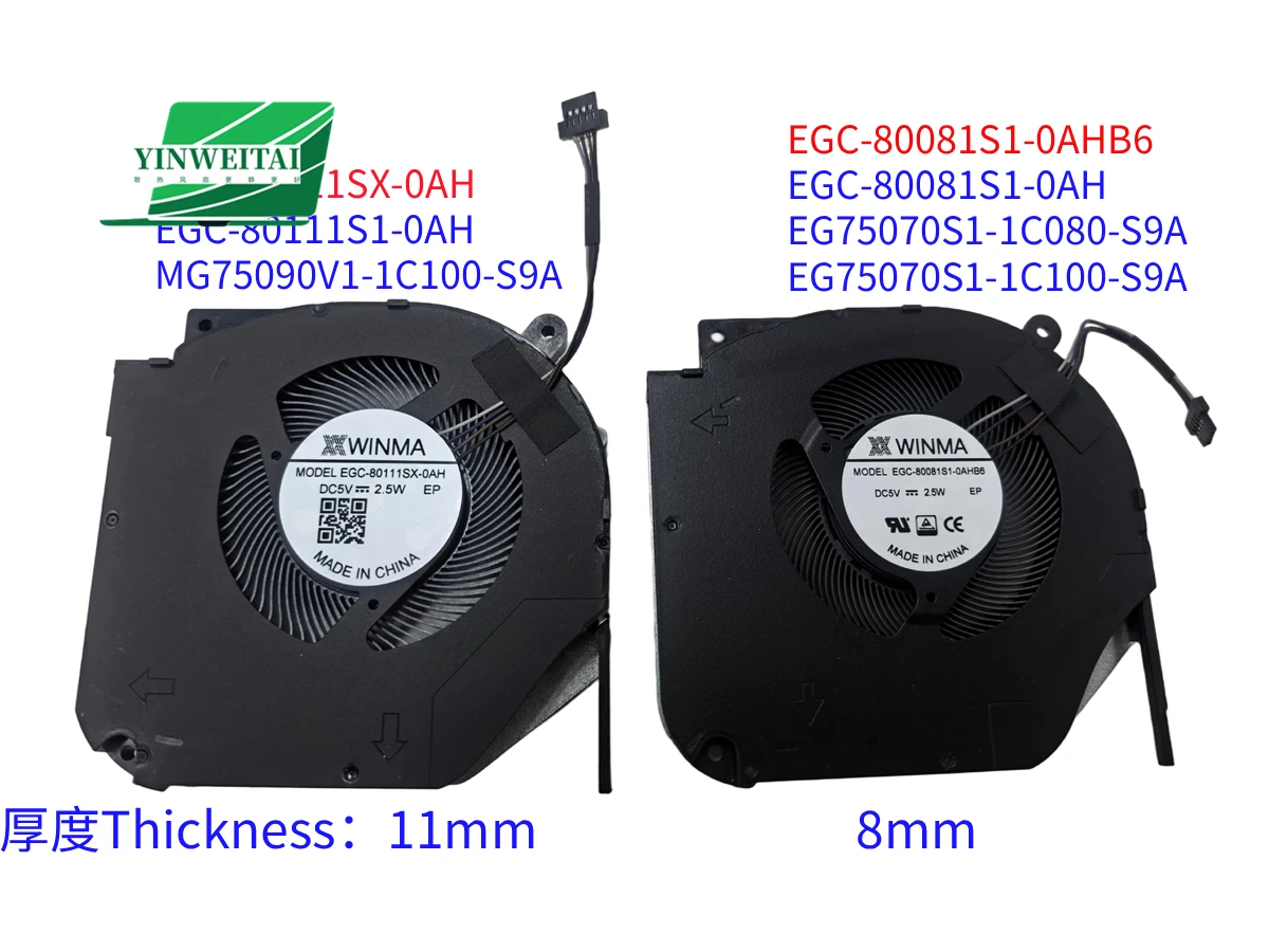 

Laptop CPU Cooling Fan EGC-80111S1-0AH DC5V 2.5W 4-Pin for Schenker XMG Neo 15 gaming THER7GM7A0-2911 GM7AG0M WINMA