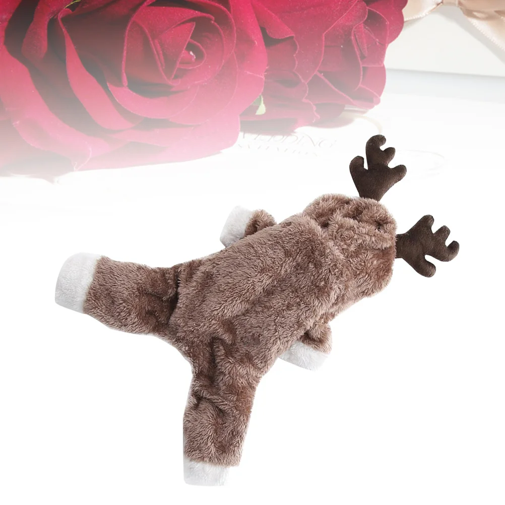 

Soft Flannelette Dog Winter Coat Elk Pattern Pet Outfits Layered Hoodies for Walking Jogging Daily Wear