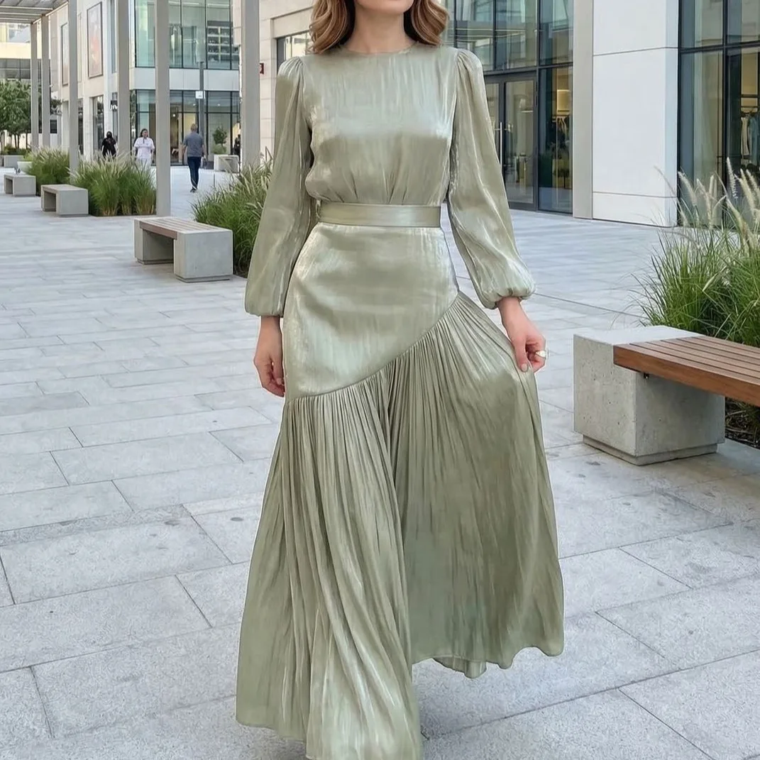 

Праздничное мусульманское платье для женщин на Ид и Рамадан, шелковая абайя, длинное платье для вечеринок, марокканский кафтан, дубайская и турецкая роба, джалабия 2026